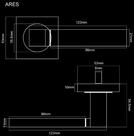 Fortessa Ares Door Handles Dimensions